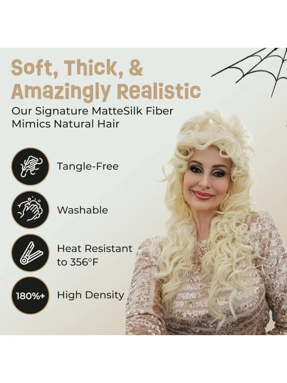 Women's Brown 10 Inch Heat Resistant Realistic Disco Long Curly Hair Wigs